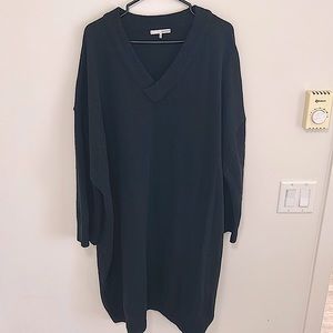 OAK + FORT Black V-Neck Wool Dress